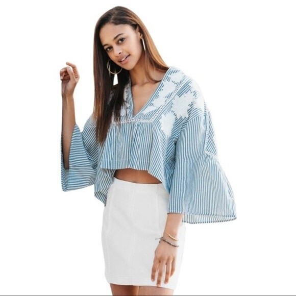 Free People Liya Embroidered Blouse Size Small - Picture 2 of 14